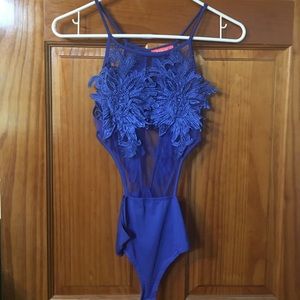 Royal blue/mesh bodysuit